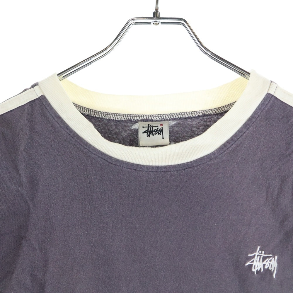 STUSSY(ステューシー) 90S VINTAGE ヴィンテージ ショルダーライン クルーネック カットソー 半袖Tシャツ パープル