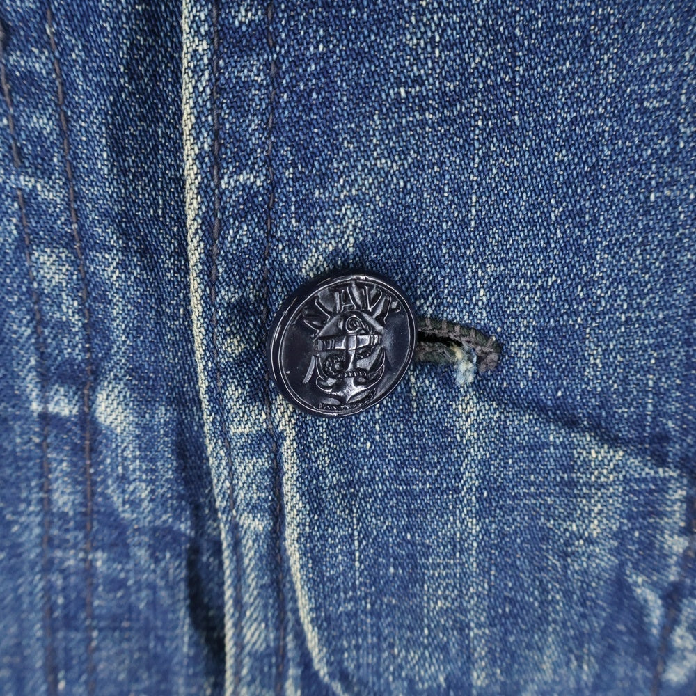 VINTAGE(ヴィンテージ) 40S VINTAGE U.S. NAVY ヴィンテージ ユーエスネイビー ショールカラー ヘチマ襟 チェンジボタン デニムカバーオール ジャケット インディゴ
