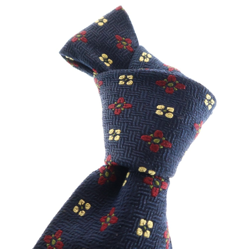 NO BRAND(ノーブランド) FACONNABLE 花柄 シルク ネクタイ ネイビー