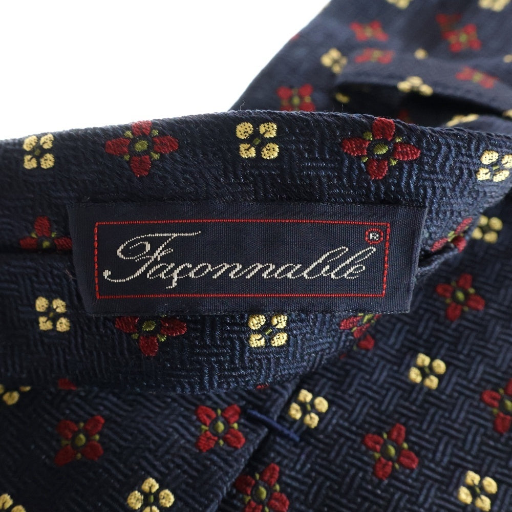 NO BRAND(ノーブランド) FACONNABLE 花柄 シルク ネクタイ ネイビー