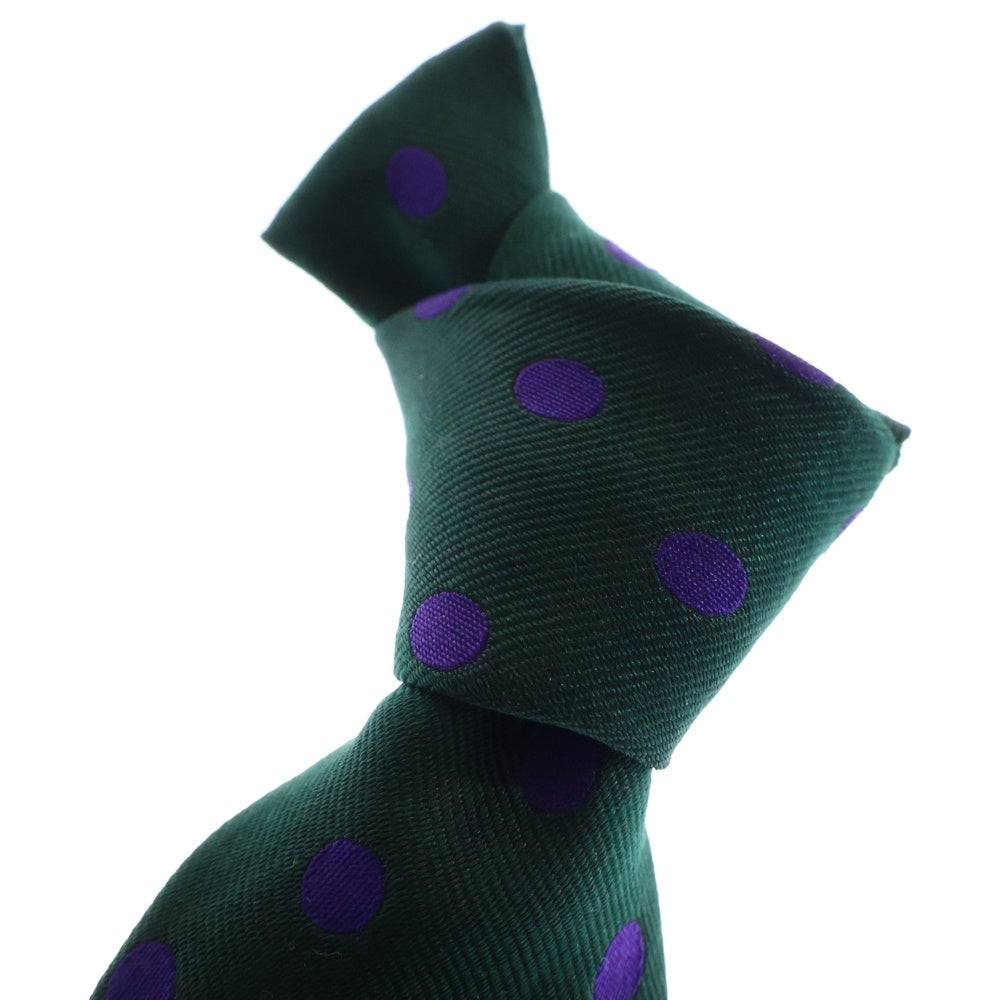 YVES SAINT LAURENT(イヴサンローラン) ドット柄 シルク ネクタイ グリーン/パープル