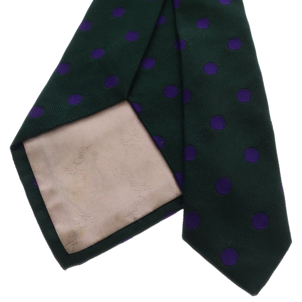 YVES SAINT LAURENT(イヴサンローラン) ドット柄 シルク ネクタイ グリーン/パープル