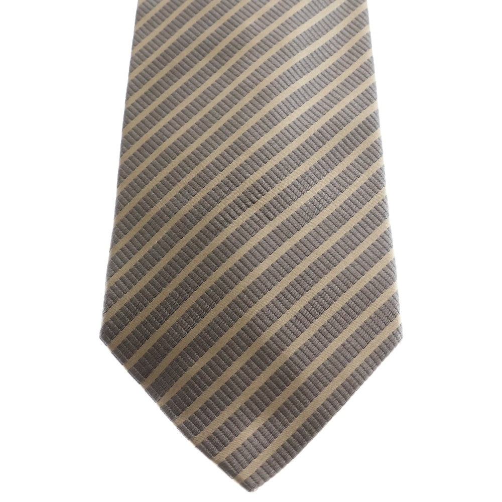 ARMANI COLLEZIONI(アルマーニ コレツィオーニ) イタリア製 シルク バイアスストライプ ネクタイ ベージュ/グレー