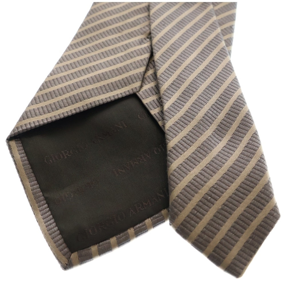 ARMANI COLLEZIONI(アルマーニ コレツィオーニ) イタリア製 シルク バイアスストライプ ネクタイ ベージュ/グレー