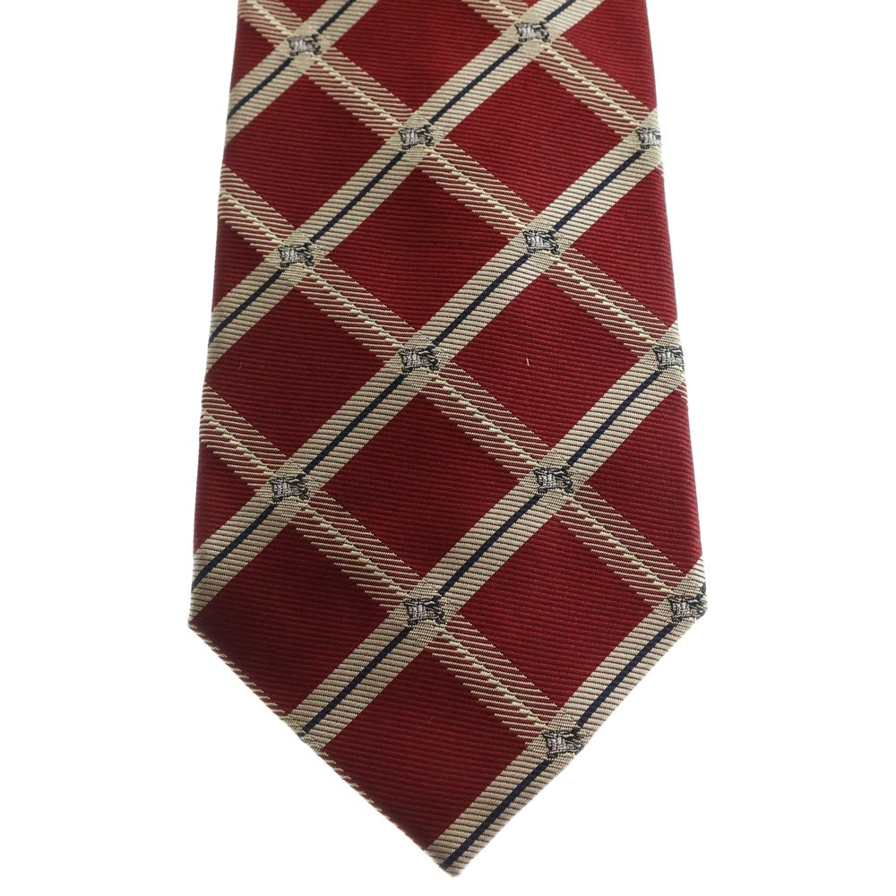 BURBERRY LONDON(バーバリーロンドン) シルク チェック柄 ネクタイ レッド/ベージュ