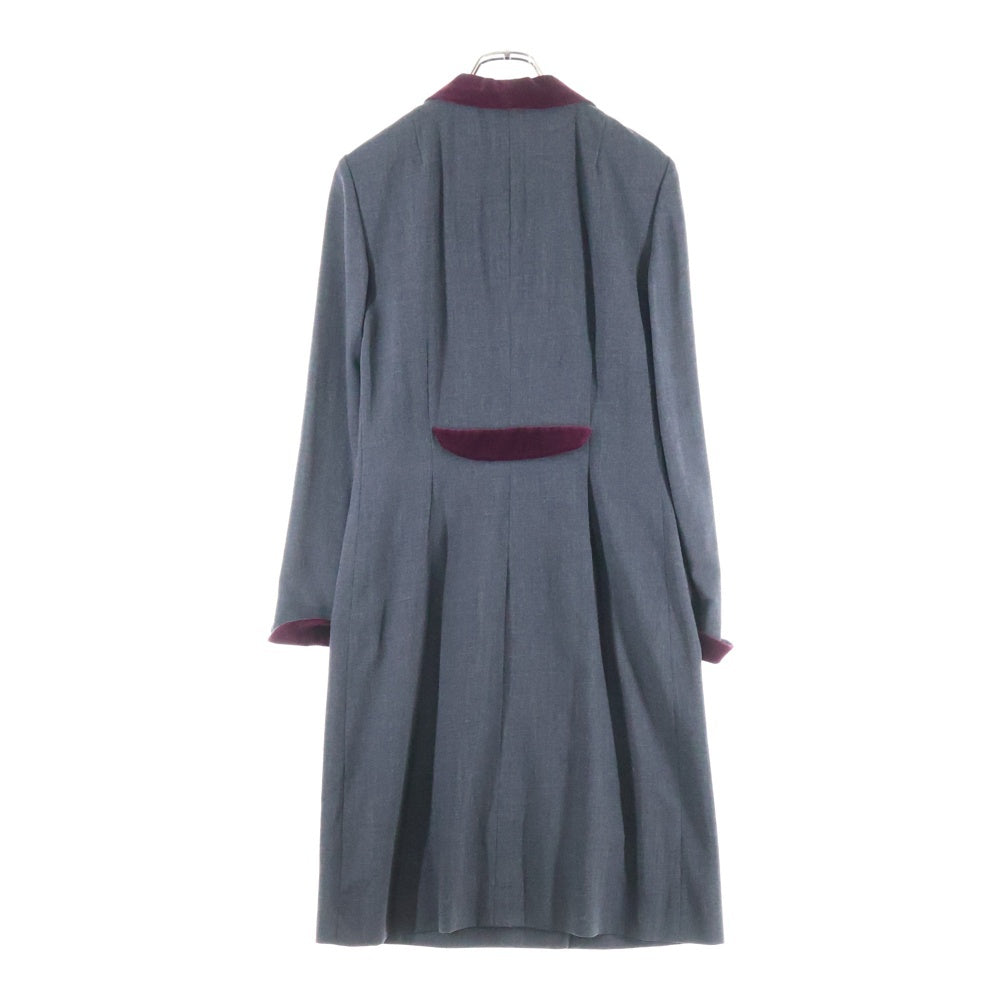 NO BRAND(ノーブランド) AKRIS アクリス スエードカラー ウール混 プルオーバー ロングジャケット レディース グレー