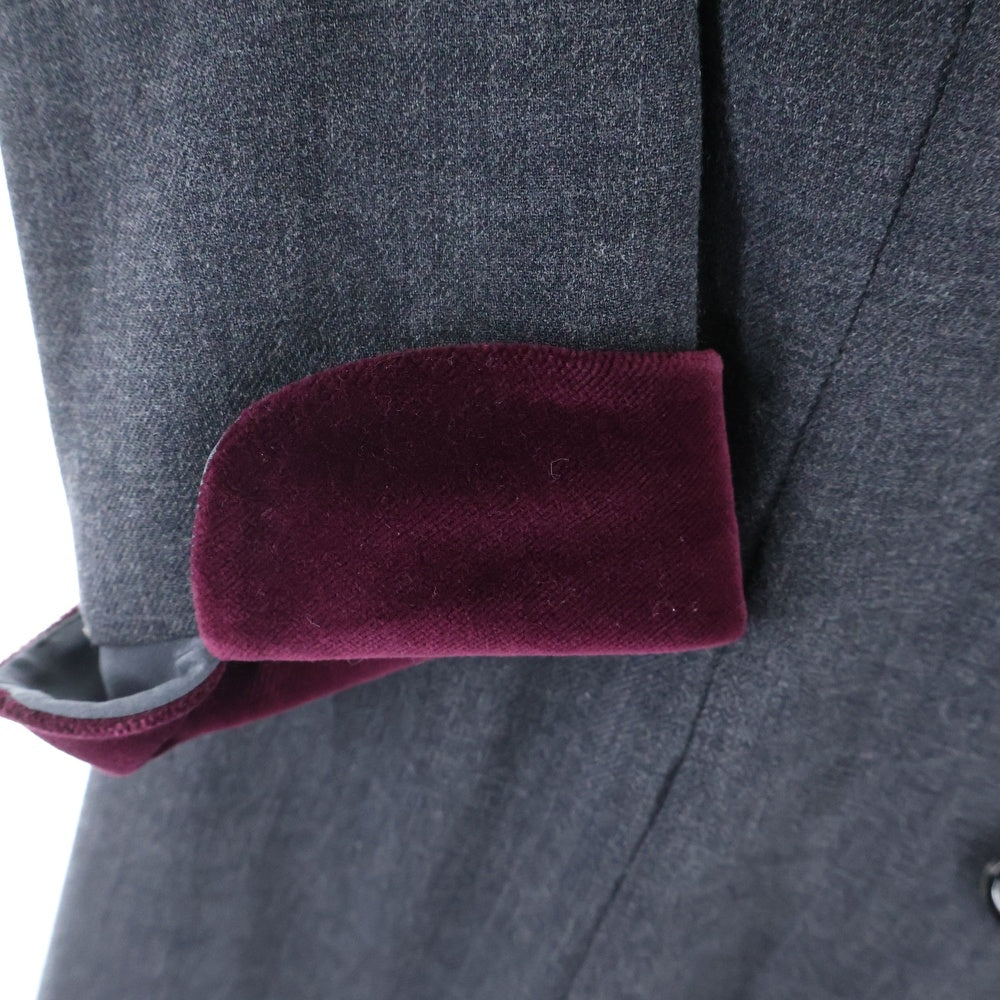 NO BRAND(ノーブランド) AKRIS アクリス スエードカラー ウール混 プルオーバー ロングジャケット レディース グレー