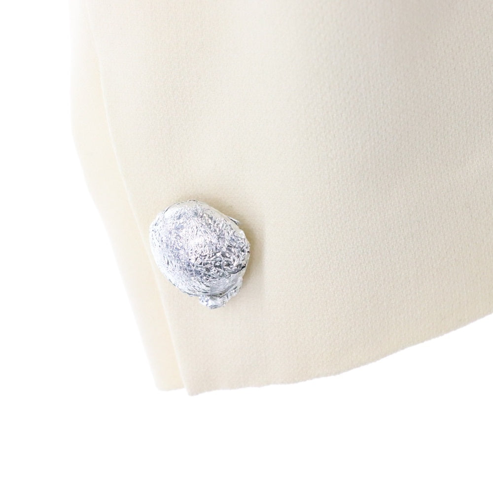 HANAE MORI(ハナエモリ) ラウンドカラー ボタンフライ ウールジャケット 2タックタイトスカート セットアップ レディース アイボリー