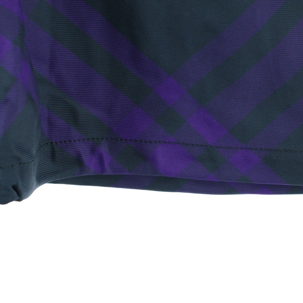 BURBERRY(バーバリー) チェックパターン ナイロン フーデッド ジップアップジャケット パーカー パープル 8079011