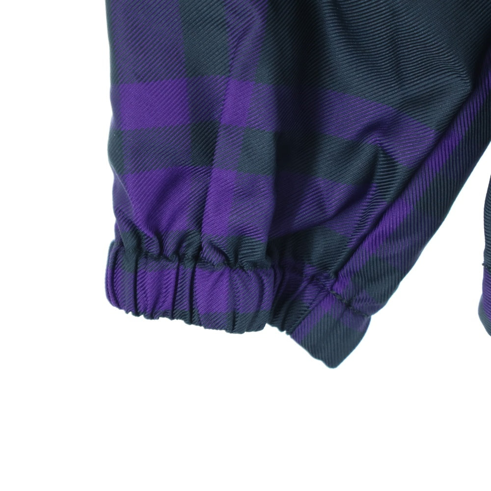 BURBERRY(バーバリー) チェックパターン ナイロン フーデッド ジップアップジャケット パーカー パープル 8079011
