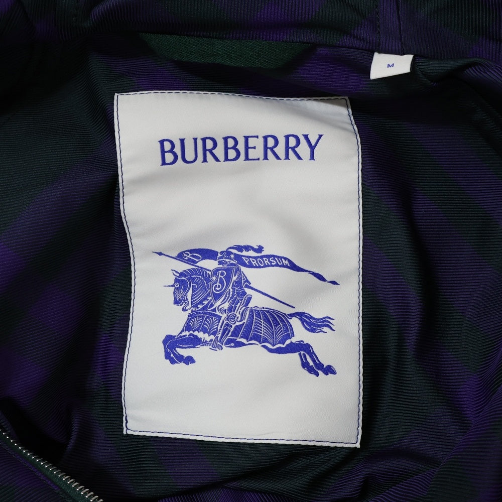 BURBERRY(バーバリー) チェックパターン ナイロン フーデッド ジップアップジャケット パーカー パープル 8079011