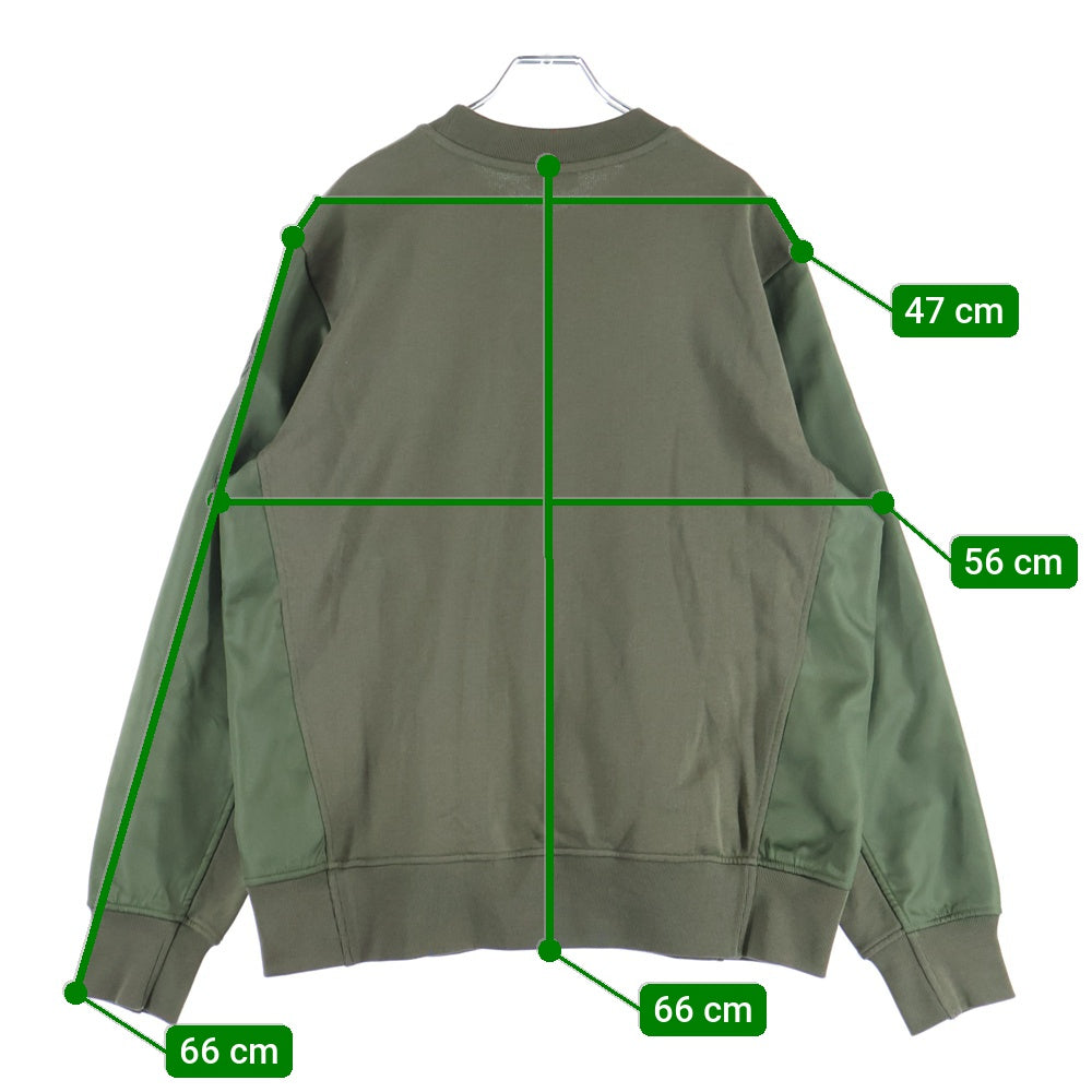 MONCLER(モンクレール) 22SS ロゴエンブロイダリー ナイロン ドッキング クルーネックスウェットトレーナー カーキ H10918G00039