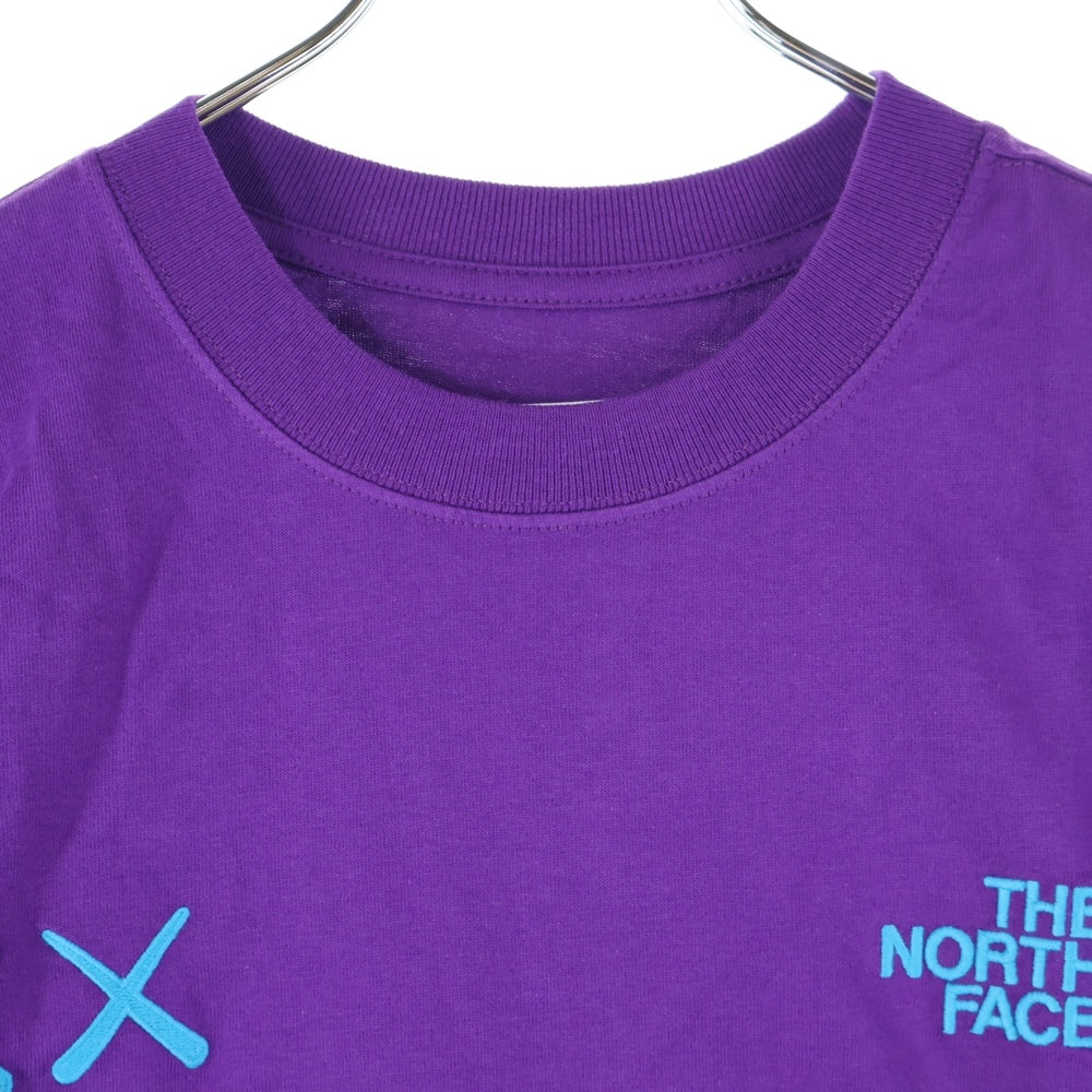 THE NORTH FACE(ザノースフェイス) ×KAWS TEE カウズ ロゴ エンブロイダリー クルーネック 半袖Tシャツ カットソー パープル 5200187090