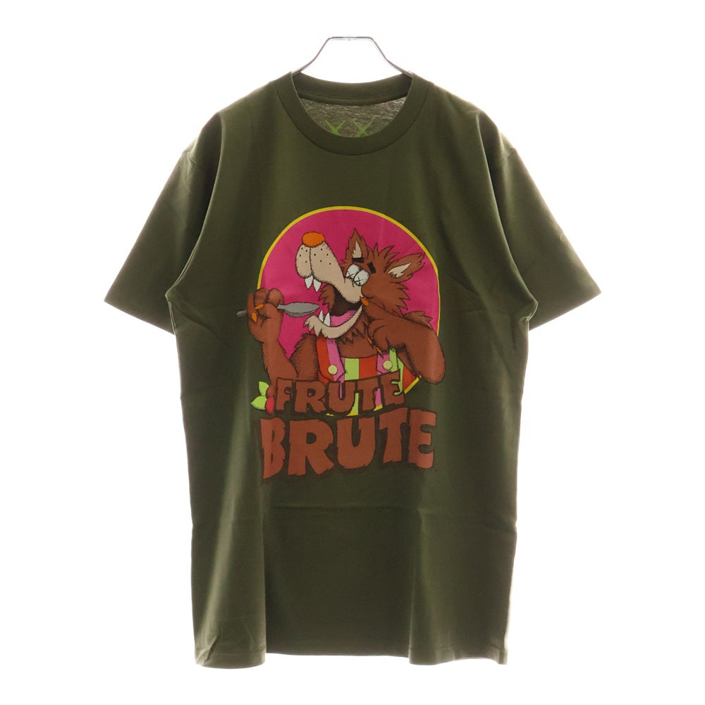 KAWS(カウズ) ×FRUTE BRUTE フルート ブルート クルーネック半袖プリントTシャツ カットソー グリーン