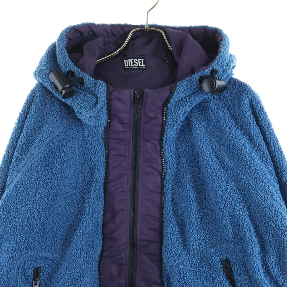 DIESEL(ディーゼル) リバーシブル ダブルジップアップ フーデッド ボアジャケット ブルー/パープル A04717