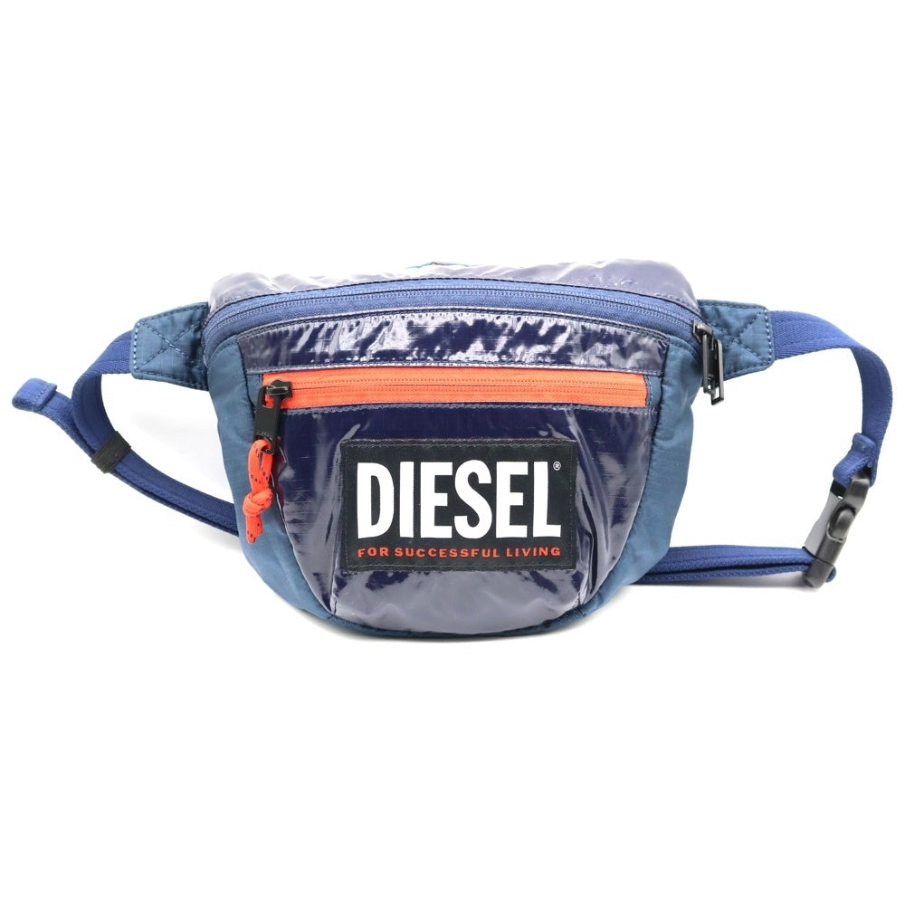 DIESEL(ディーゼル) ロゴデザイン マルチジップ ナイロンショルダーバッグ ネイビー X08149