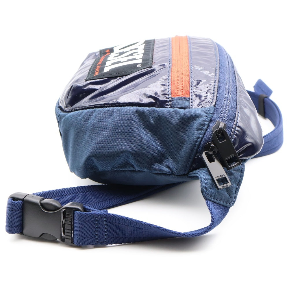 DIESEL(ディーゼル) ロゴデザイン マルチジップ ナイロンショルダーバッグ ネイビー X08149