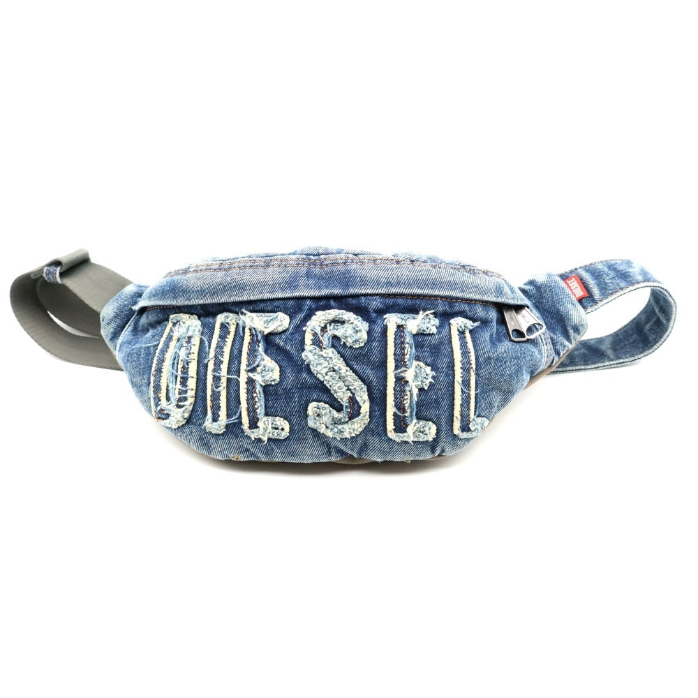 DIESEL(ディーゼル) ロゴデザイン ダメージ加工 デニムボディーバック インディゴ X09766