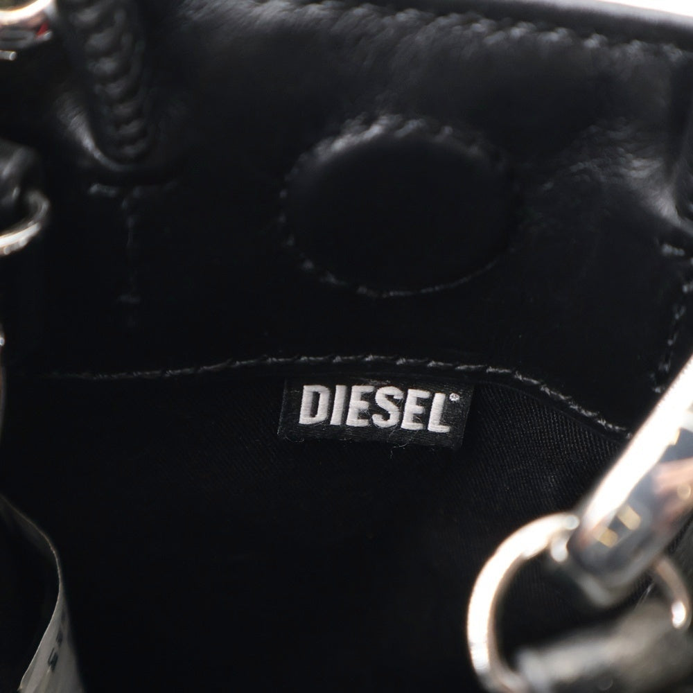 DIESEL(ディーゼル) DSL SHOPPER MIN ロゴプリント 2WAY レザー ショルダーバッグ ハンドバッグ ブラック X09022