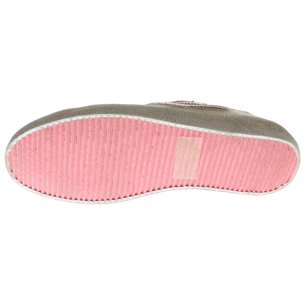 DIESEL(ディーゼル) MIXマテリアル Dロゴデザイン エイジング加工 レースアップ ローカットスニーカー レディース ホワイト/ピンク US5.5/24cm