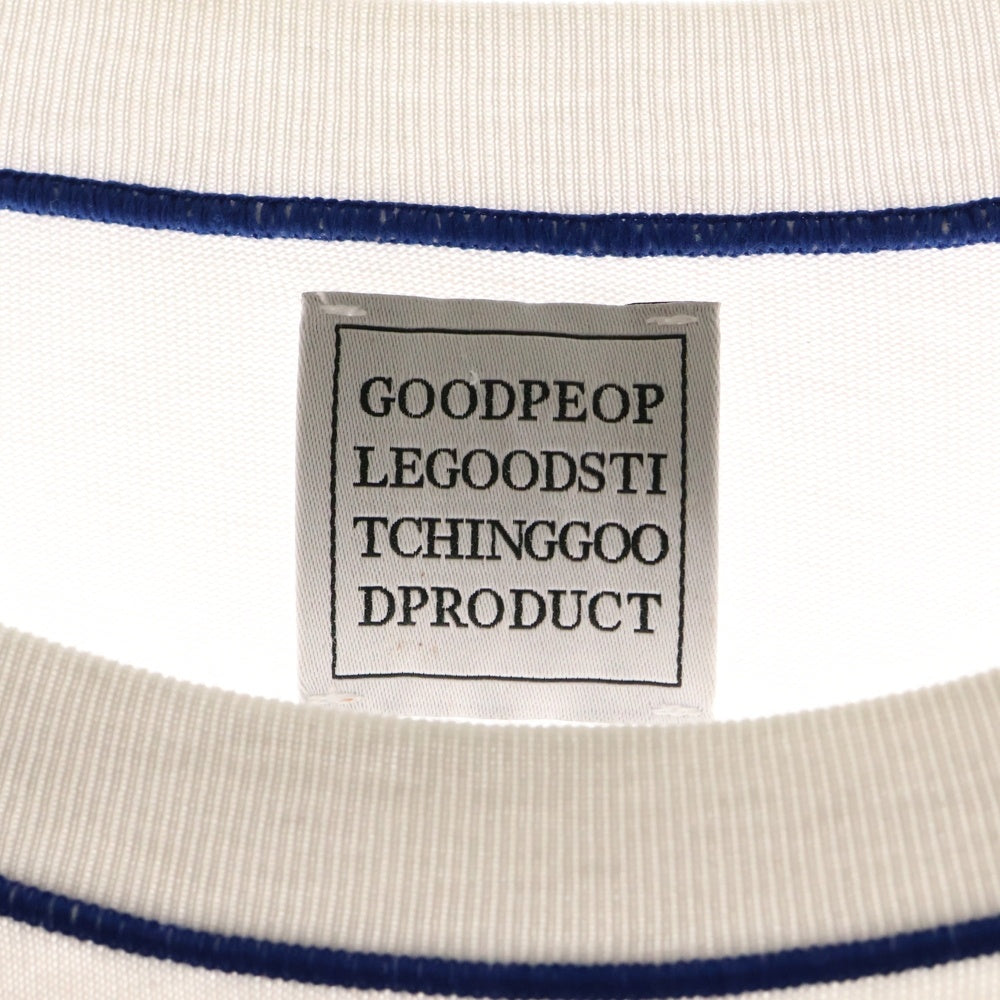 GOOD PEOPLE GOOD STITCHING GOOD PRODUCT(グッド ピープル グッド ステッチング グッド プロダクト) COLOR STITCH CREW NECK LONG SLEEVE LOOPBACK JERSEY ブルー ステッチ クルーネック 長袖Tシャツ 01-01-1433