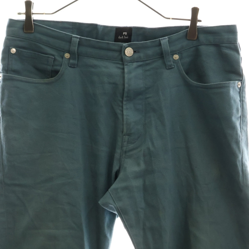 Paul Smith(ポールスミス) レザーパッチ コットン ストレート デニム チノ パンツ ブルー PY-5Y-83921