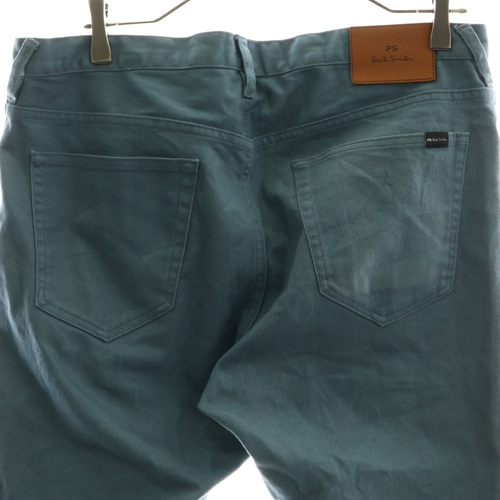 Paul Smith(ポールスミス) レザーパッチ コットン ストレート デニム チノ パンツ ブルー PY-5Y-83921