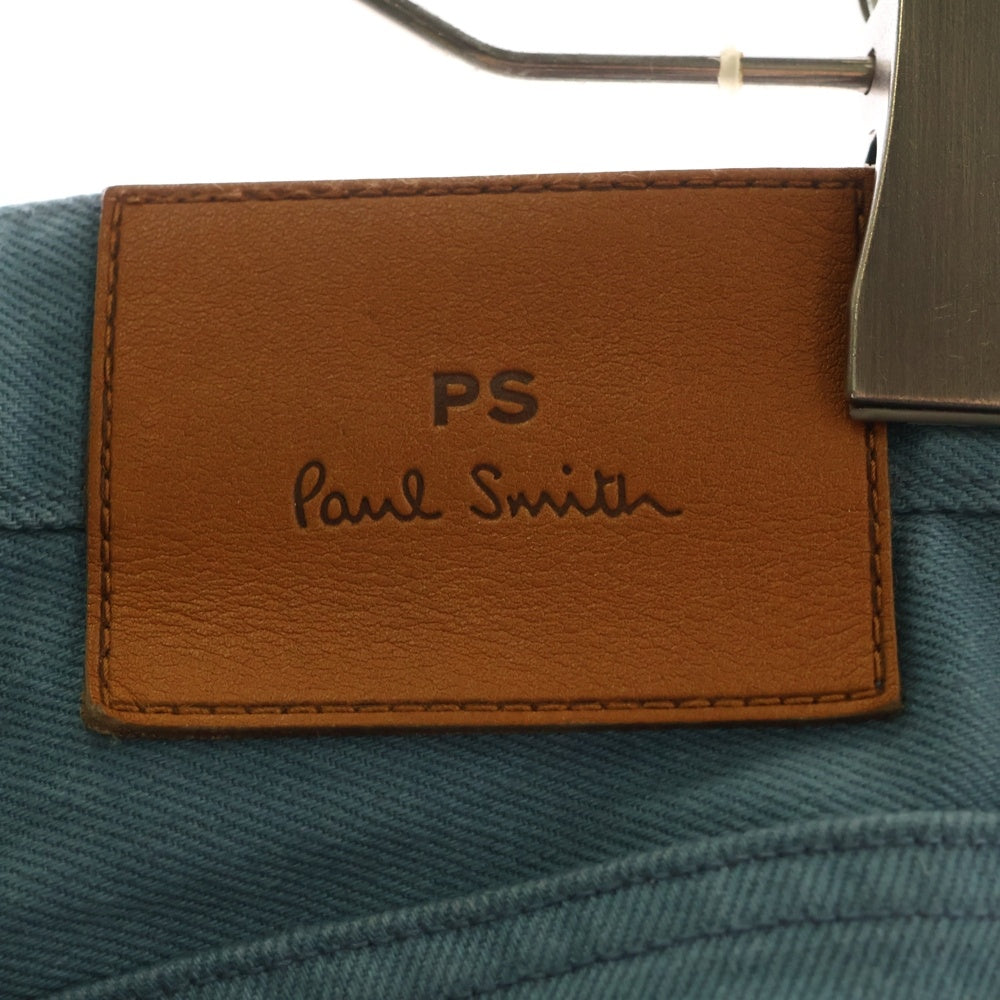 Paul Smith(ポールスミス) レザーパッチ コットン ストレート デニム チノ パンツ ブルー PY-5Y-83921