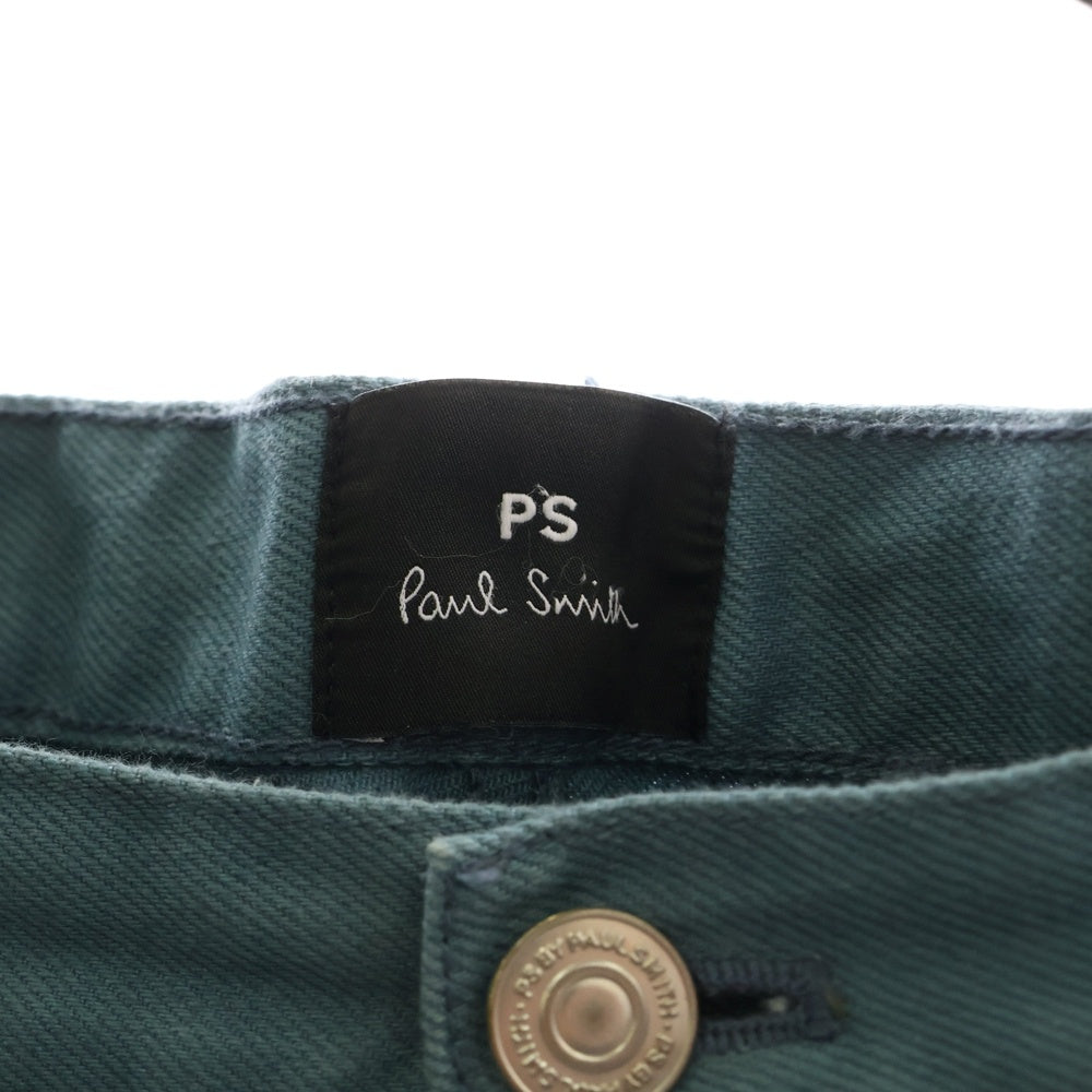 Paul Smith(ポールスミス) レザーパッチ コットン ストレート デニム チノ パンツ ブルー PY-5Y-83921