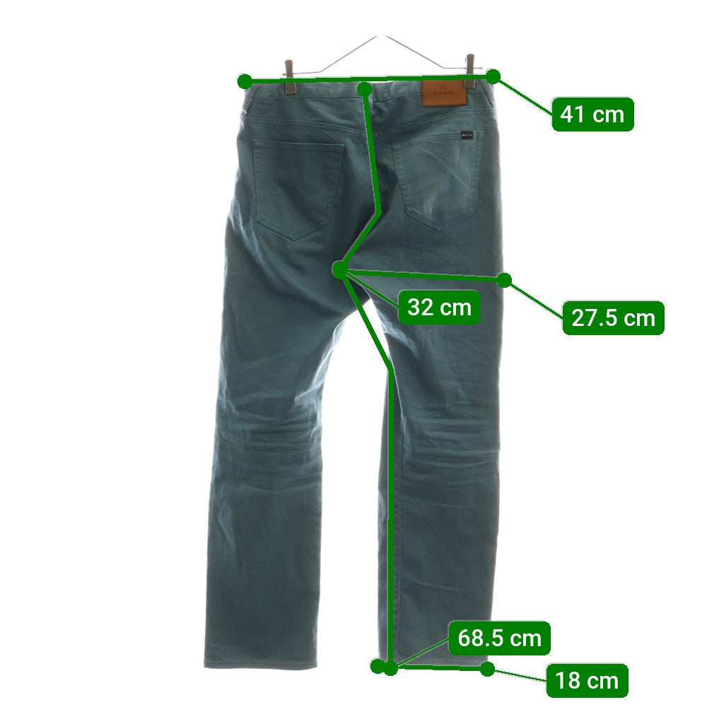 Paul Smith(ポールスミス) レザーパッチ コットン ストレート デニム チノ パンツ ブルー PY-5Y-83921