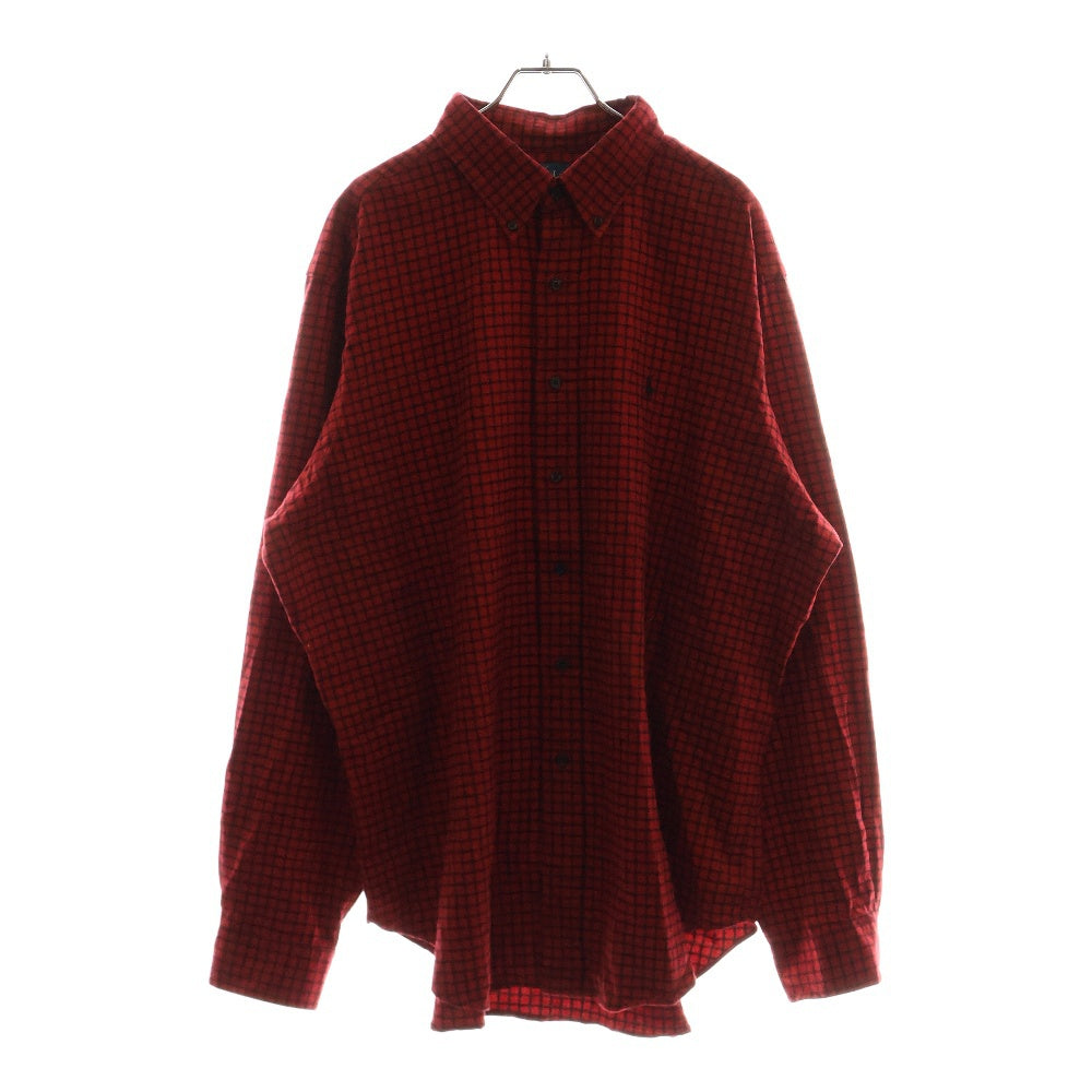 RALPH LAUREN(ラルフローレン) 90S CLASSIC FIT SHIRT レギュラーカラー ブロックチェック クラシック フィット 長袖シャツ レッド/ブラック