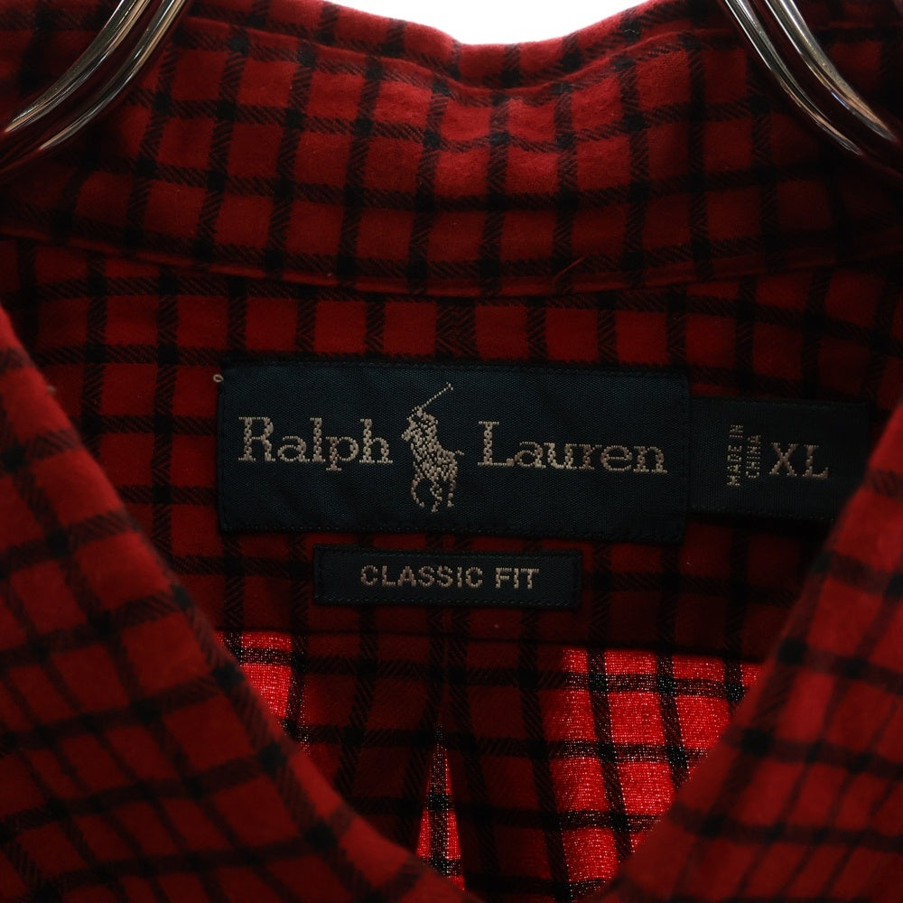 RALPH LAUREN(ラルフローレン) 90S CLASSIC FIT SHIRT レギュラーカラー ブロックチェック クラシック フィット 長袖シャツ レッド/ブラック