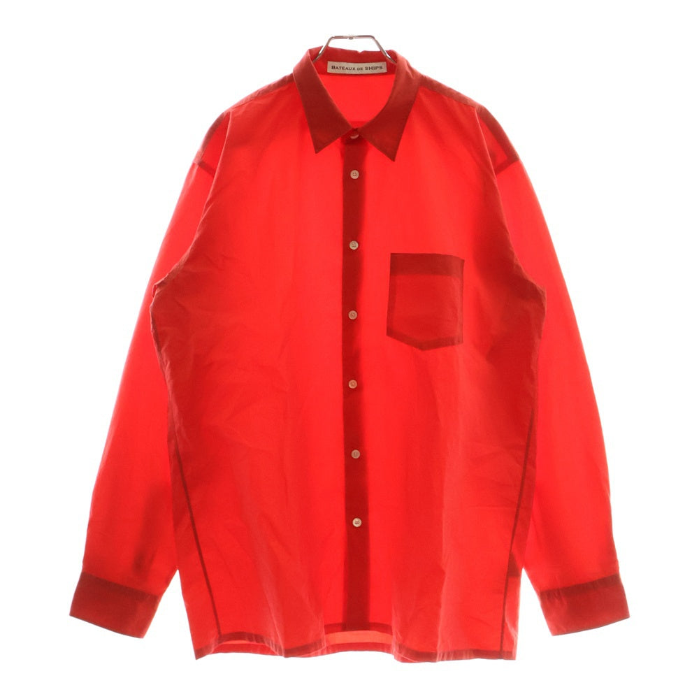 SHIPS(シップス) BATEAUX DE SHIPS レギュラーカラー ボタンダウン コットン 長袖シャツ レッド 111-10-0616