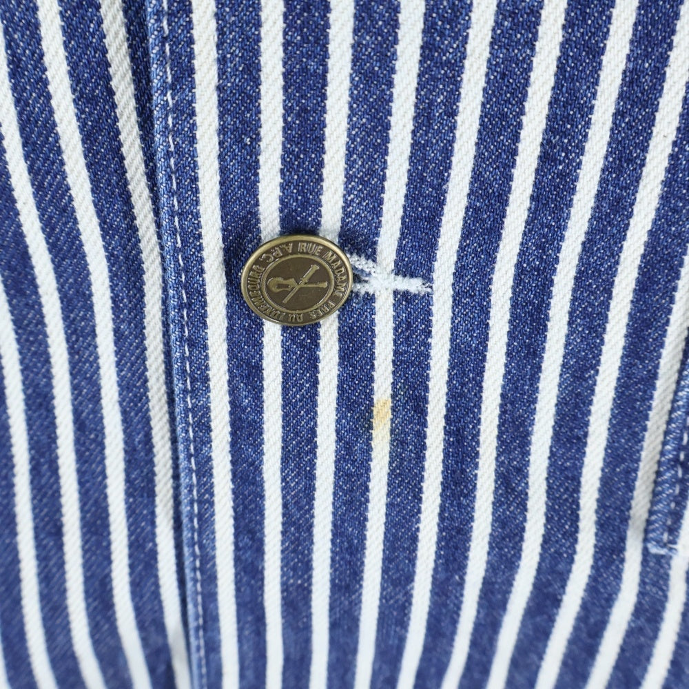 A.P.C(アーペーセー) オールドパッチ ストライプ デニム カバーオール ジャケット インディゴ/ホワイト