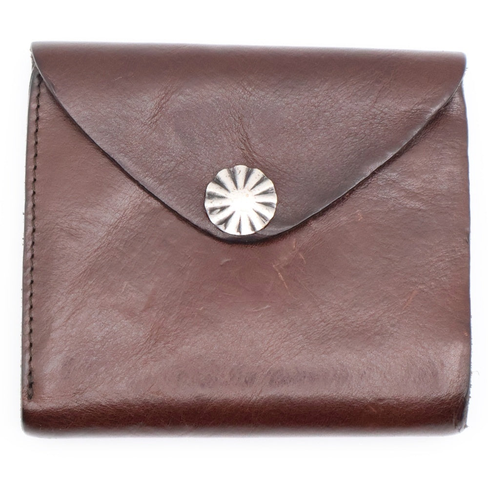 RRL(ダブルアールエル) コンチョ付き レザーコンパクトウォレット 二つ折り財布 ブラウン