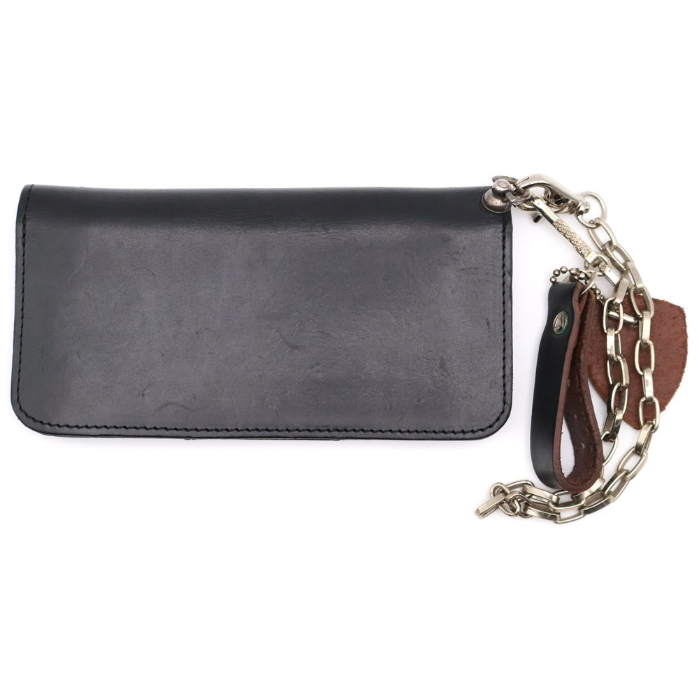 HTC(エイチティーシー) チェーン付き スタッズ レザーロングウォレット 長財布 ブラック