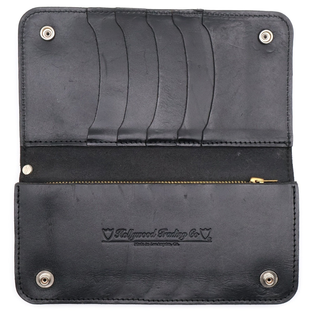 HTC(エイチティーシー) チェーン付き スタッズ レザーロングウォレット 長財布 ブラック