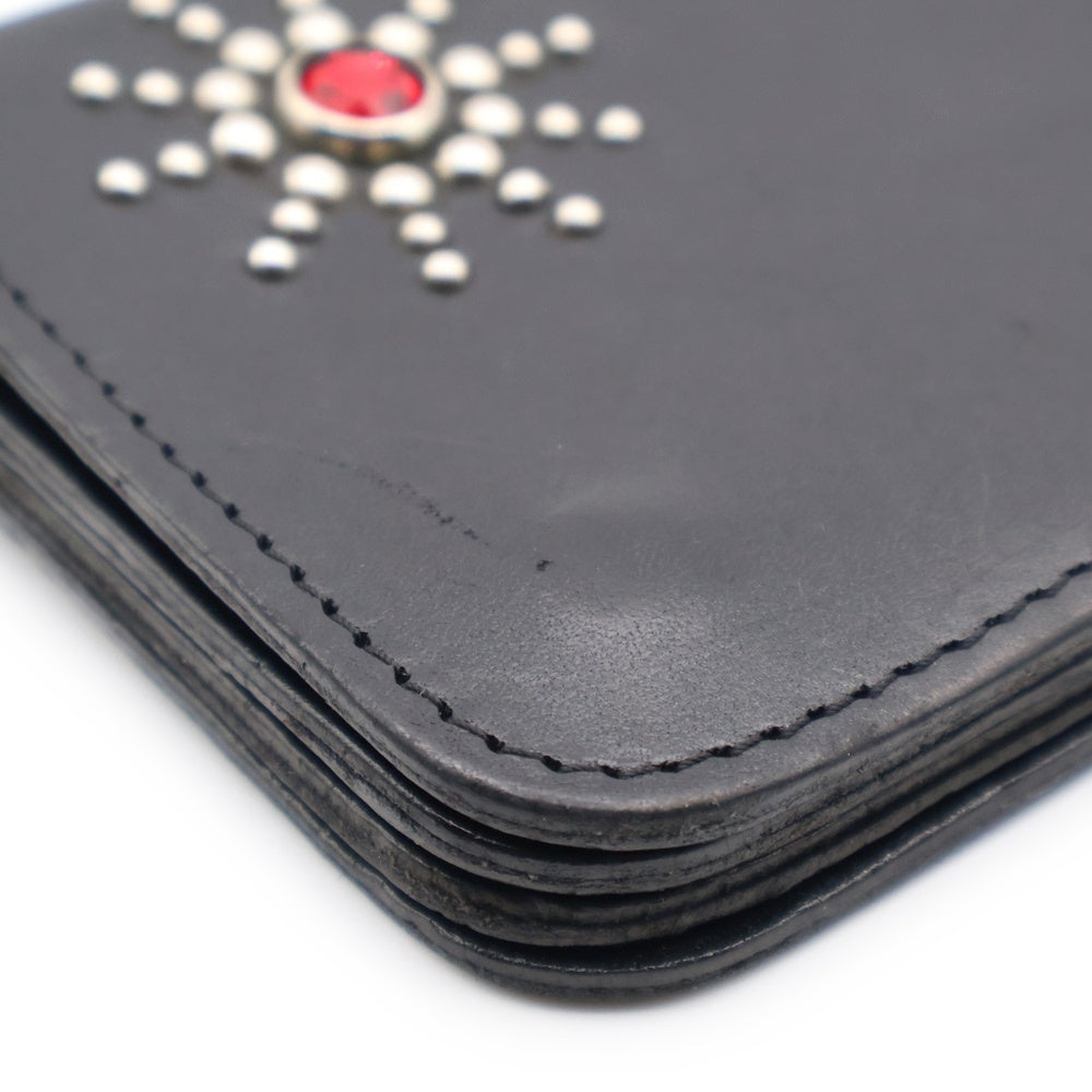 HTC(エイチティーシー) チェーン付き スタッズ レザーロングウォレット 長財布 ブラック