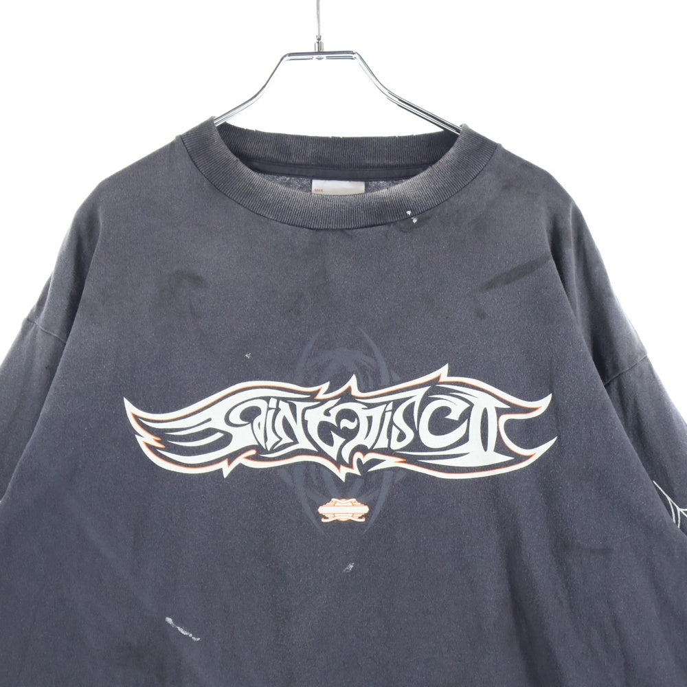 SAINT MICHAEL(セントマイケル) 25SS TEFRON DISCO INSANITY ML LS TEE ロゴプリントTシャツ 長袖カットソー チャコールグレー SM-HR8-0000-C41