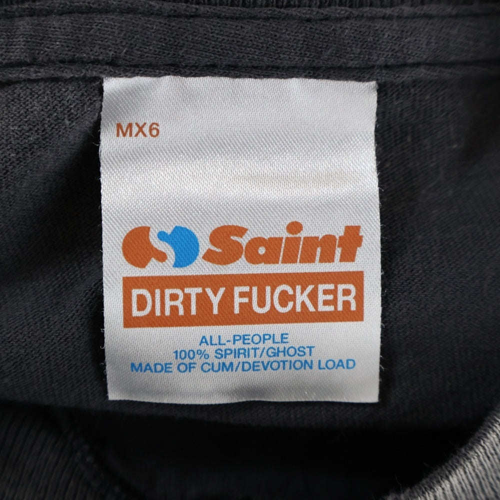 SAINT MICHAEL(セントマイケル) 25SS TEFRON DISCO INSANITY ML LS TEE ロゴプリントTシャツ 長袖カットソー チャコールグレー SM-HR8-0000-C41