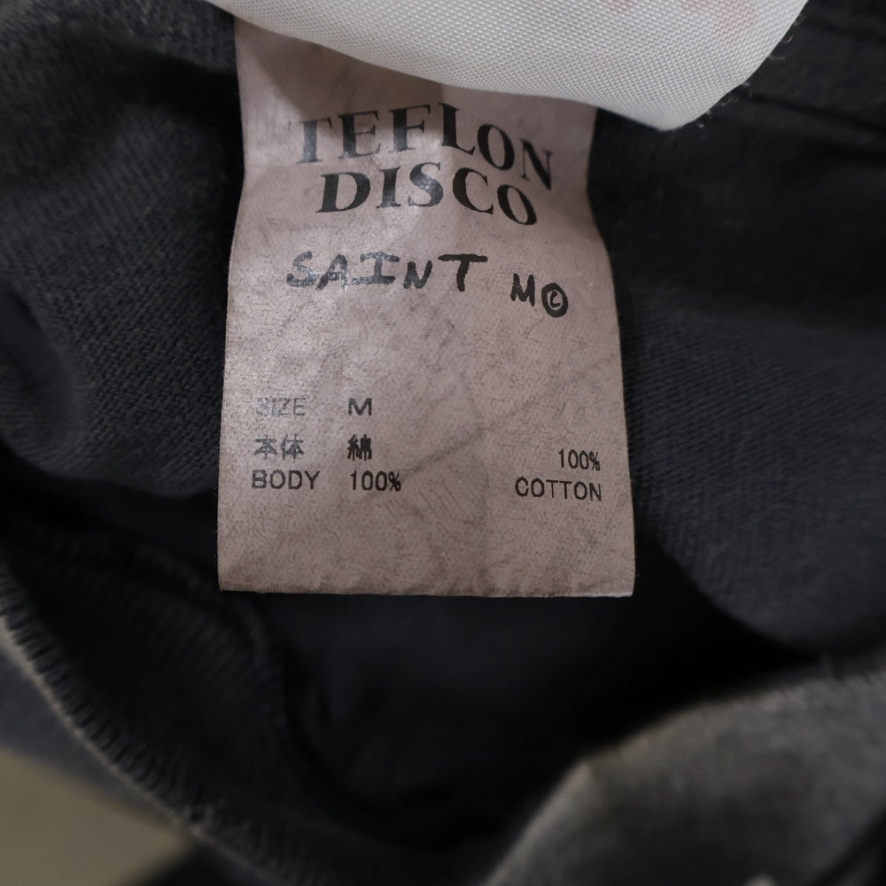 SAINT MICHAEL(セントマイケル) 25SS TEFRON DISCO INSANITY ML LS TEE ロゴプリントTシャツ 長袖カットソー チャコールグレー SM-HR8-0000-C41