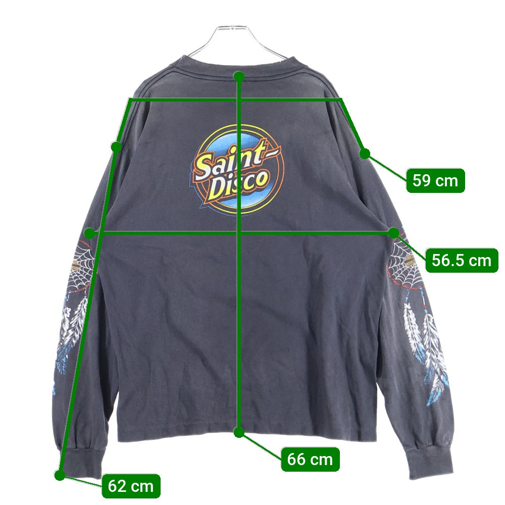 SAINT MICHAEL(セントマイケル) 25SS TEFRON DISCO ML LS TEE ロゴプリントTシャツ 長袖カットソー チャコールグレー SH-HR8-0000-C40