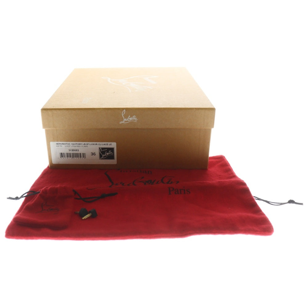 CHRISTIAN LOUBOUTIN(クリスチャンルブタン) AERONOTOC オープントゥ レオパード ハイヒール パンプス レディース ブラウン/レッド 3120693