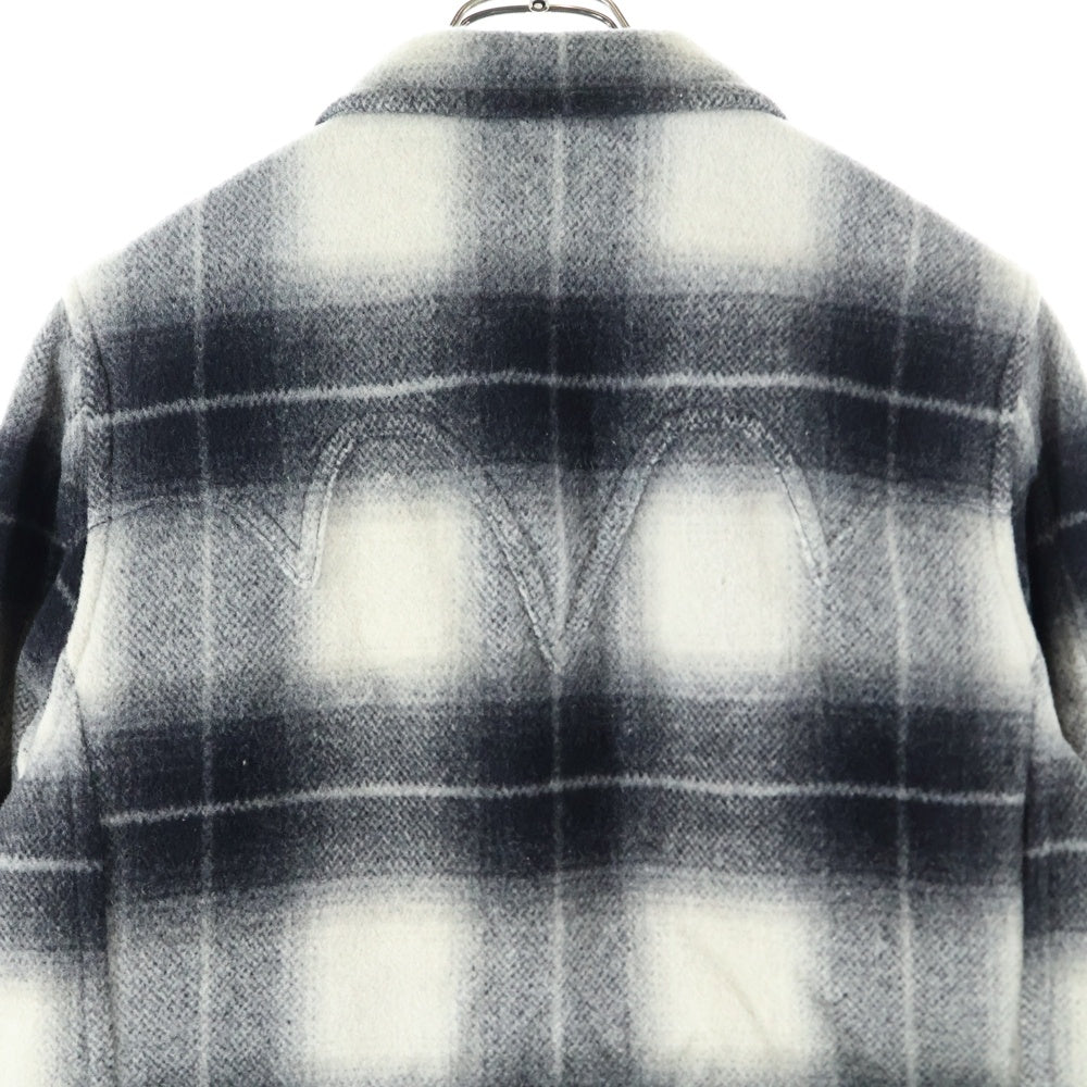 NEIGHBORHOOD(ネイバーフッド) チェック柄 ウール シングルコート ジャケット マルチポケット ブラック/ホワイト ARNH-JK-03