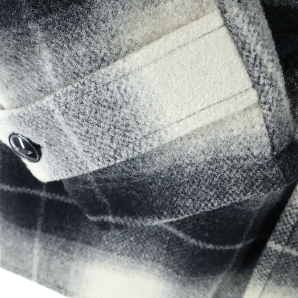 NEIGHBORHOOD(ネイバーフッド) チェック柄 ウール シングルコート ジャケット マルチポケット ブラック/ホワイト ARNH-JK-03