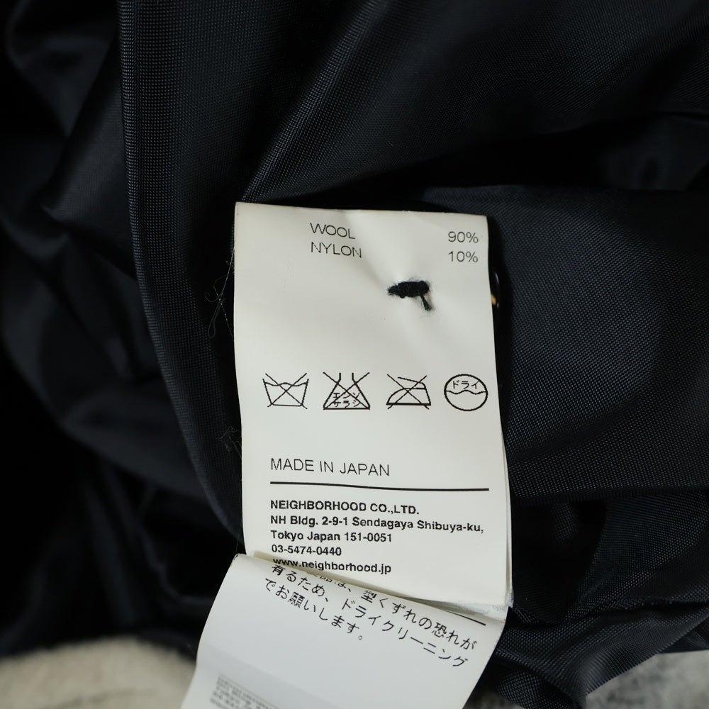 NEIGHBORHOOD(ネイバーフッド) チェック柄 ウール シングルコート ジャケット マルチポケット ブラック/ホワイト ARNH-JK-03