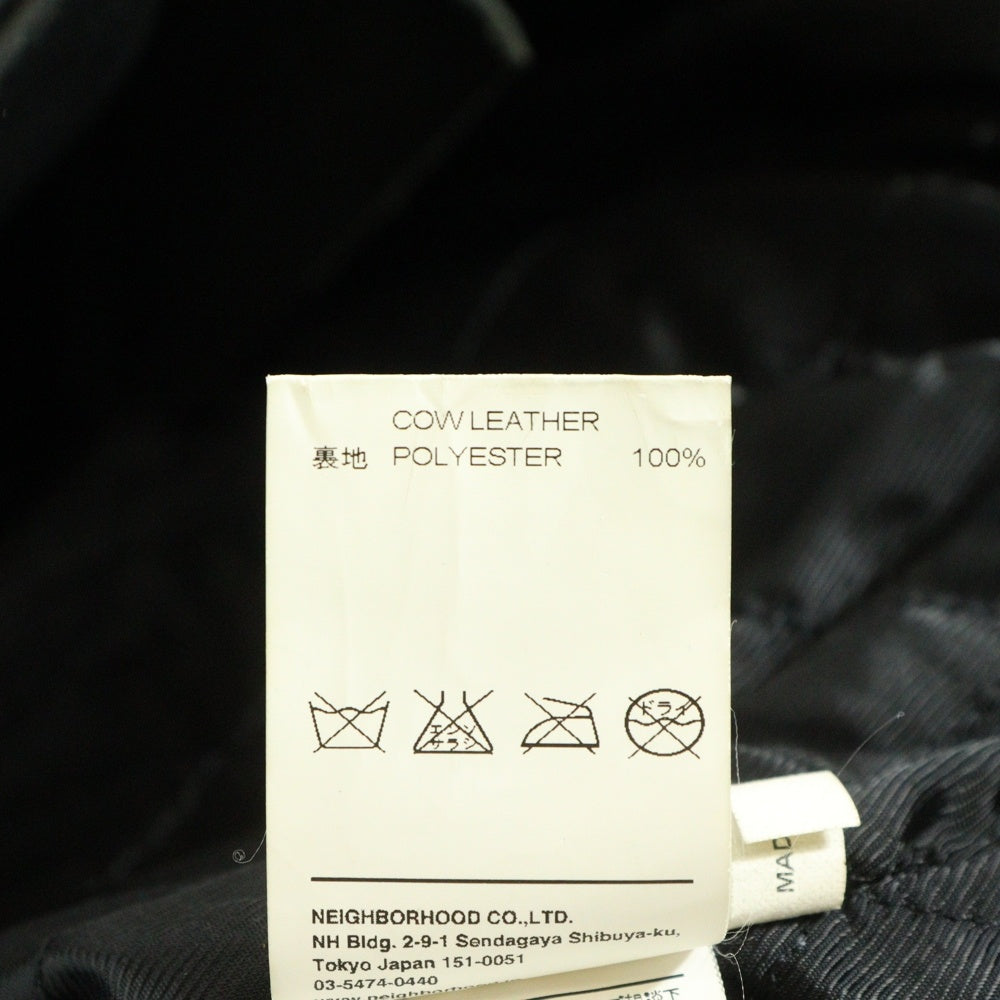 NEIGHBORHOOD(ネイバーフッド) カウレザー ジップアップ シングル ライダース レザージャケット ブラック NWNH-JK-06