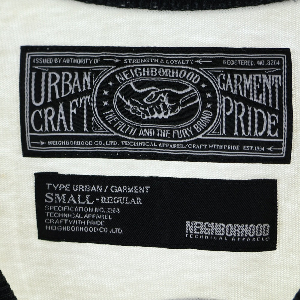 NEIGHBORHOOD(ネイバーフッド) 両面ロゴプリント ラグラン ベースボール 長袖Tシャツ カットソー ブラック/ホワイト