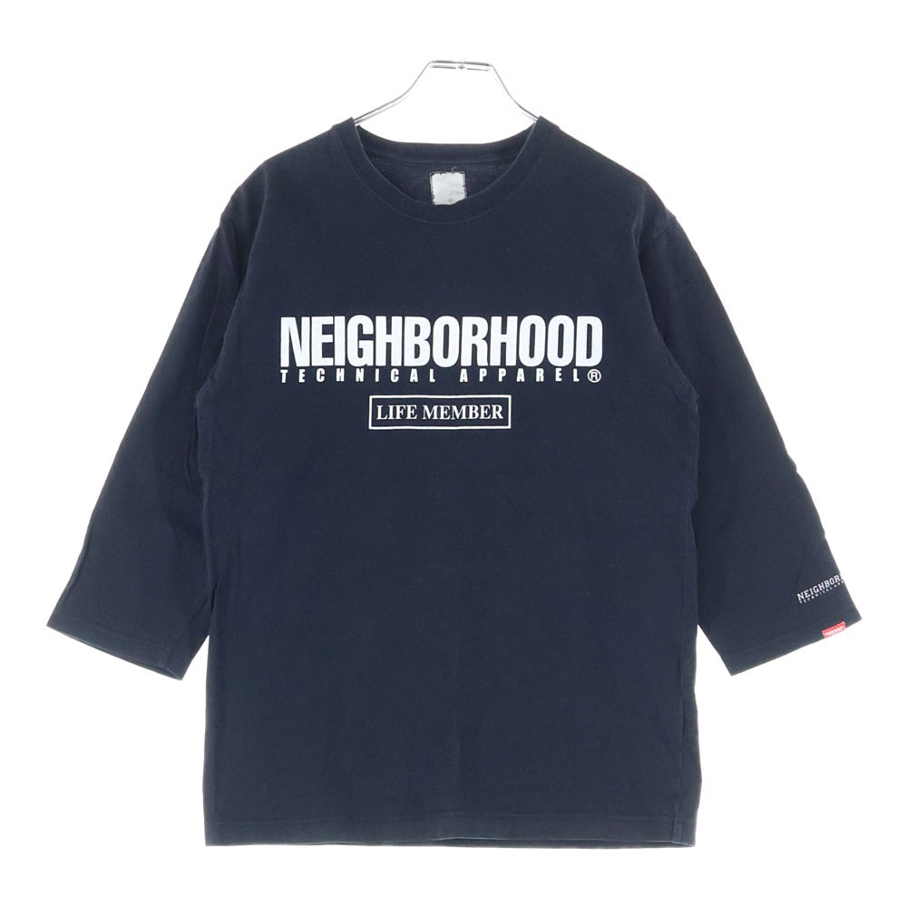 NEIGHBORHOOD(ネイバーフッド) LIFE MEMBER ロゴプリント Tシャツ 七分丈 カットソー ブラック
