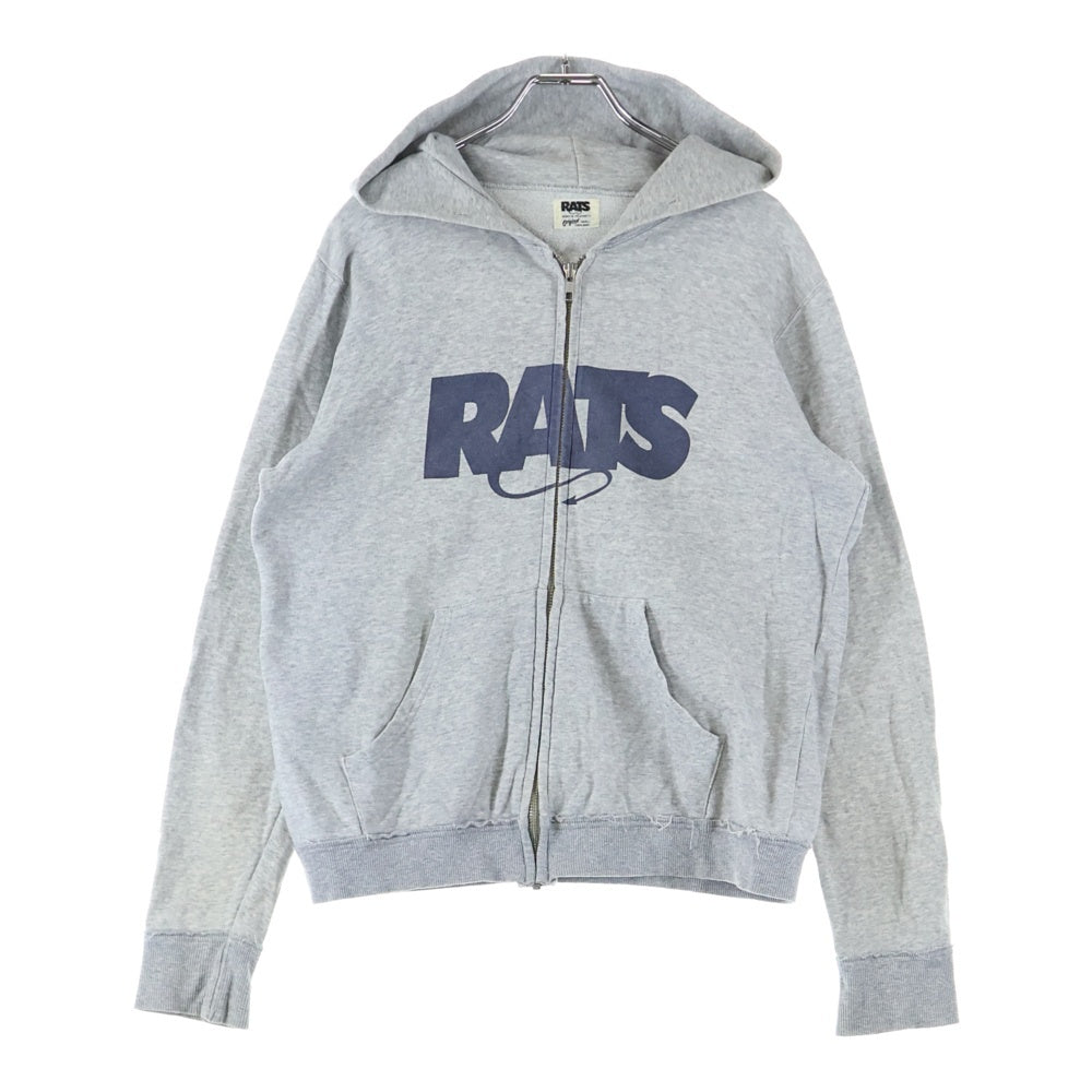 RATS(ラッツ) ロゴプリント ジップアップフーディ スウェットパーカー グレー